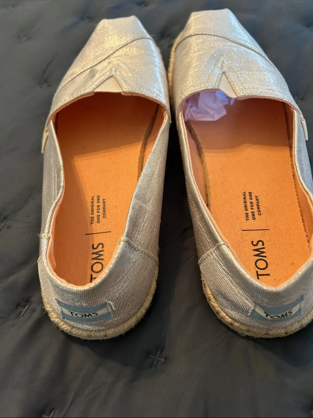 TOMS Gold Glitter Espadrille Slip-Ons